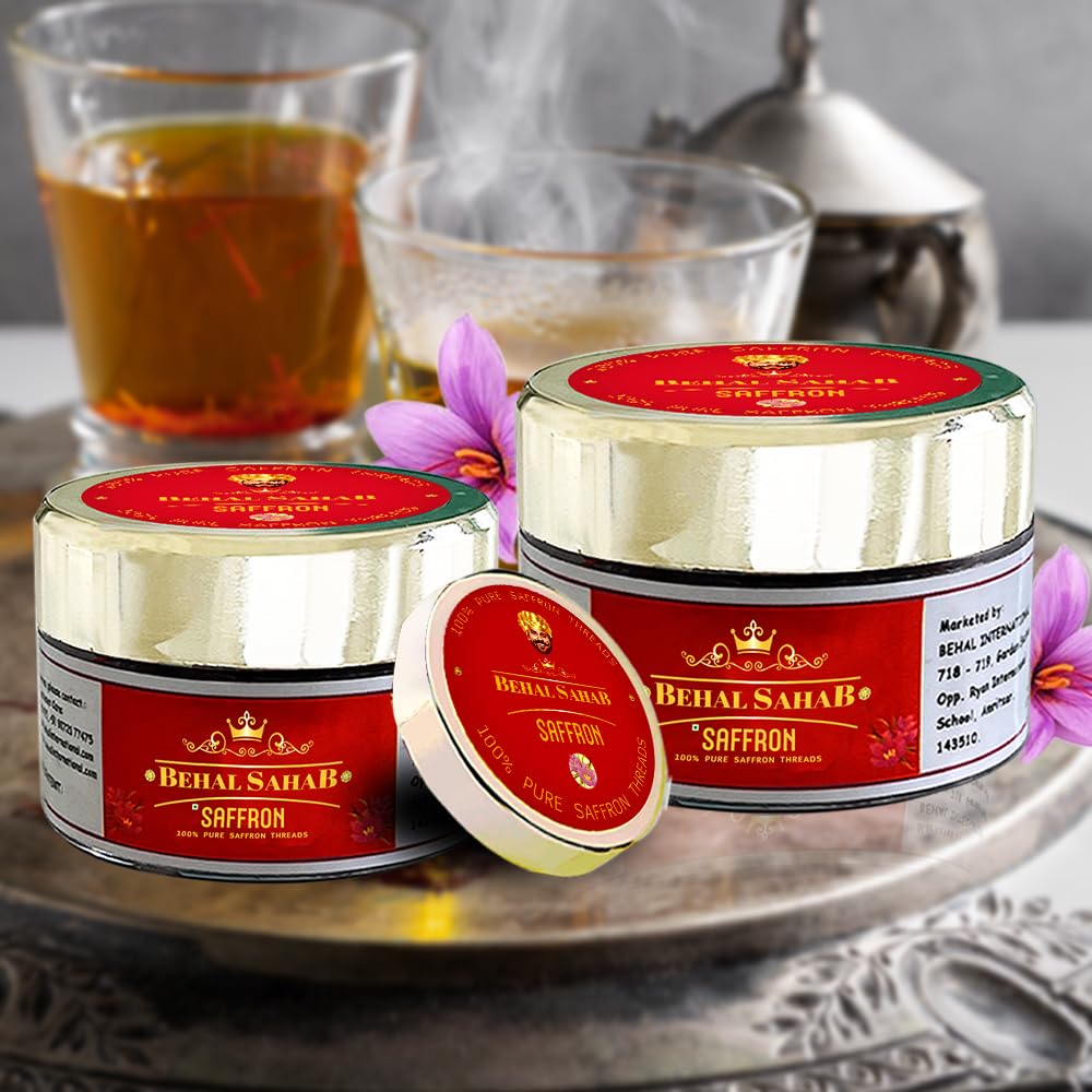 Behal Sahab Pure Saffron, Handpicked Kashmiri Kesar, Natural & Aromatic, 5 GM