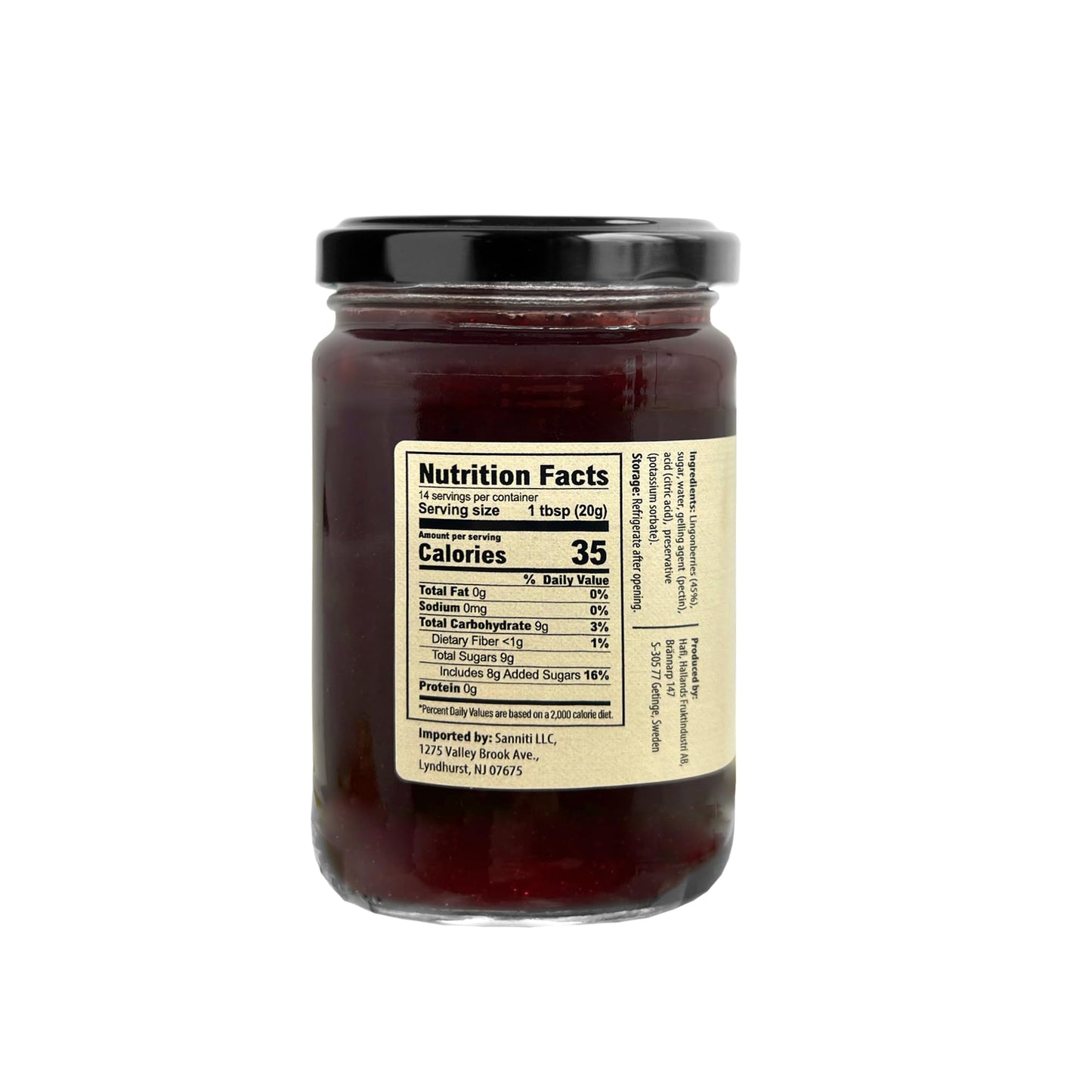 Sanniti Lingonberries Jar Imported From Sweden, 14.1 Ounces