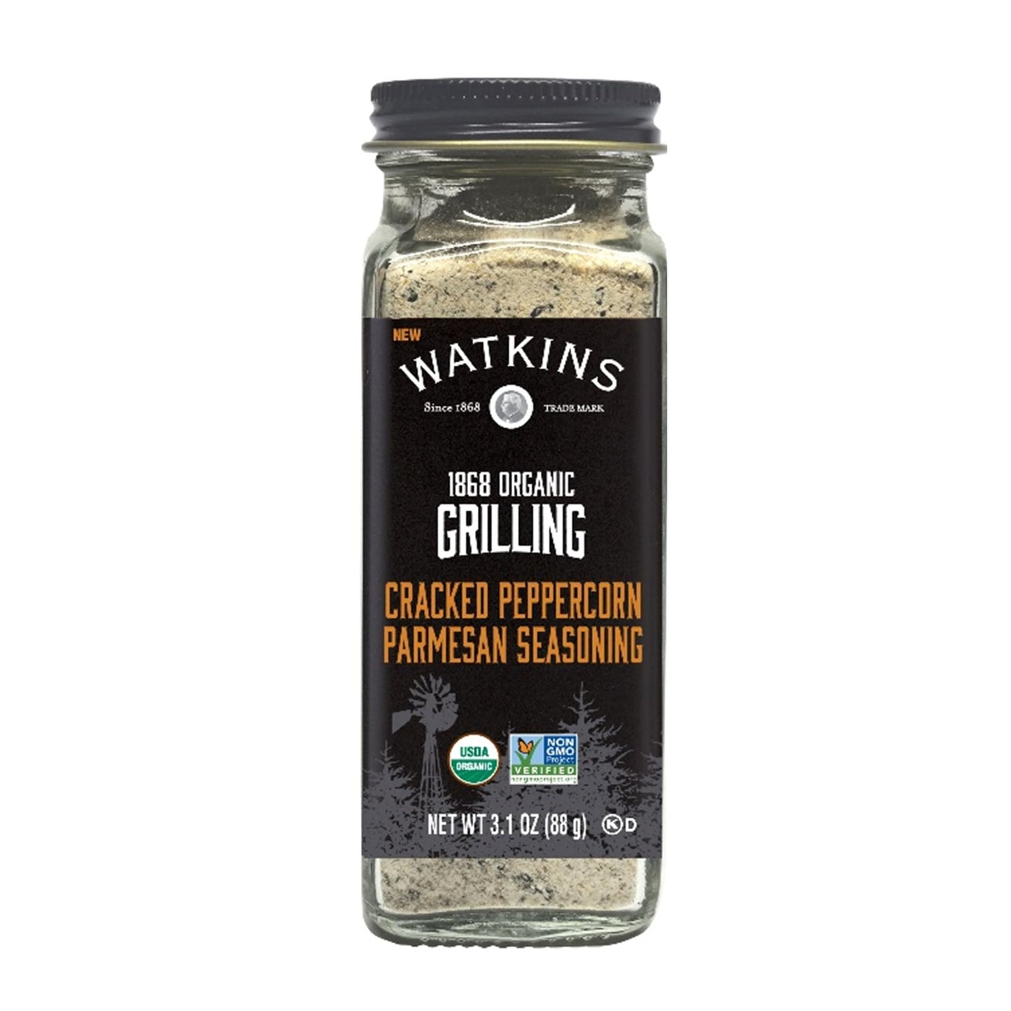 Watkins Organic Cracked Peppercorn Parmesan Seasoning, 3.1 oz