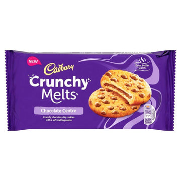 Melts Cadbury Crunchy Melts Chocolate Centre Chocolate Chip Cookies, Pack of 12 x 156 g