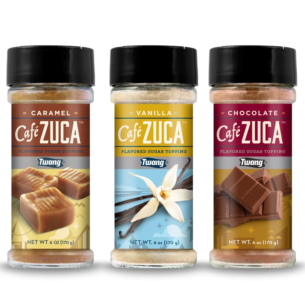 Cafe Zuca Gift Set - Gourmet Topping Trio For Coffee  Cocoa  Desserts & Baking - Perfect For Gifts & Diy Drink Bars (Chocolate  Caramel & Vanilla)