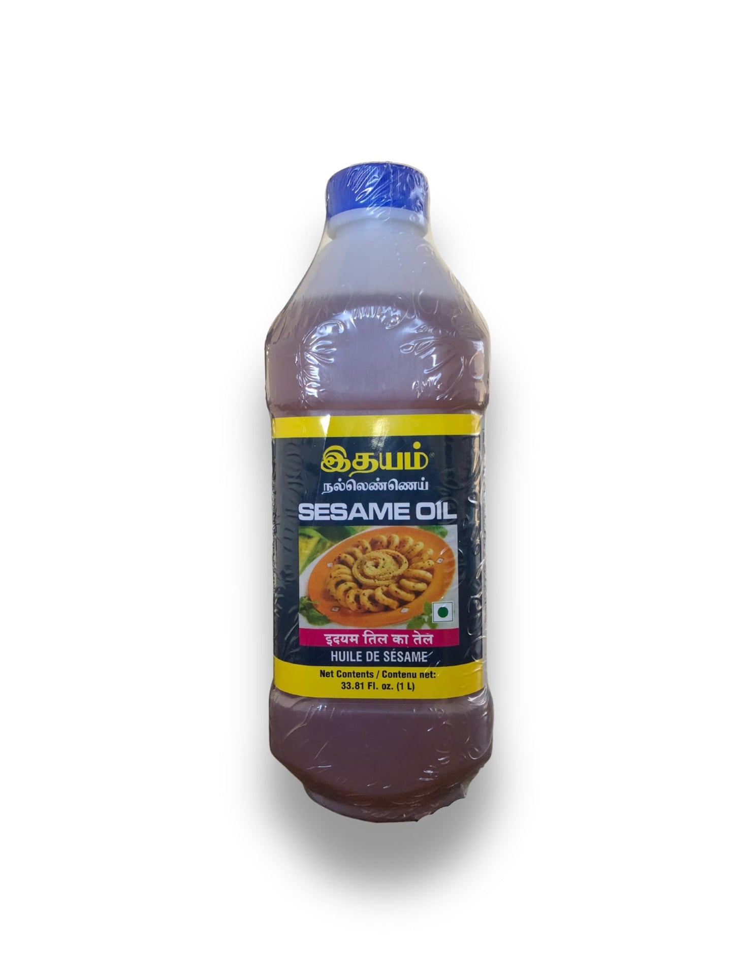 Idhayam Sesame Oil - Premium Cooking Oil for Frying & Dressing, 1L (34 Fl.Oz.) - No Added Chemicals or Preservatives