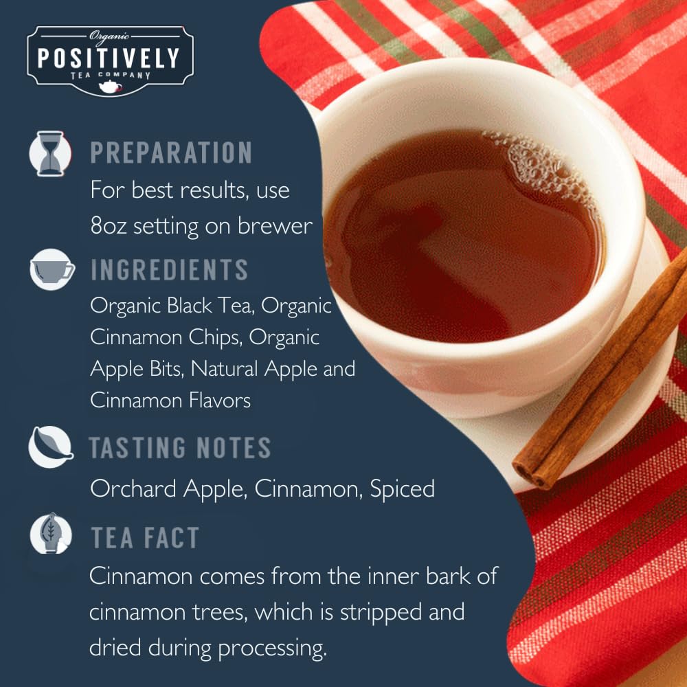 Organic Positively Tea Company, Cinnamon Apple Spice Black Tea, K-Cup Compatible, 24 Pods