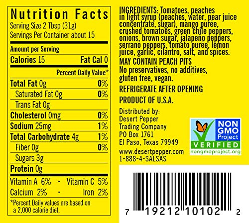 Desert Pepper Peach Mango Salsa, Medium, 16-Ounce, Pack of 1, Model 719212101022