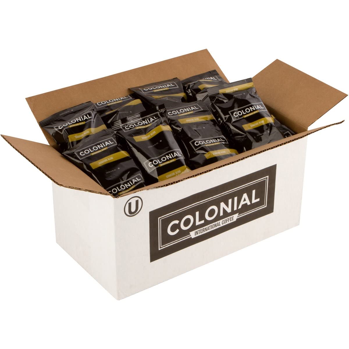 COLONIAL INTERNATIONAL COFFEE 32 Count Breakfast Blend Medium Roast Coffee Packets, 2.5 Ounce Each, Bulk Ground for Home & Office