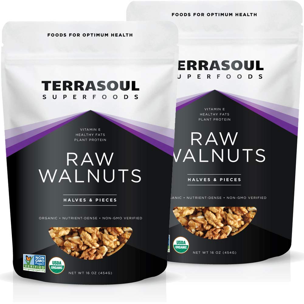 Terrasoul Superfoods Organic Raw Walnuts, 2 Lbs (2 Pack) - Chandler Variety, Fresh, Light Color