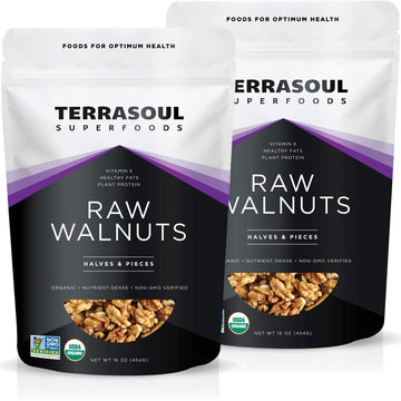 Terrasoul Superfoods Organic Raw Walnuts, 2 Lbs (2 Pack) - Chandler Variety, Fresh, Light Color