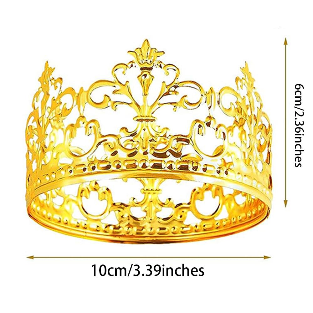 Fulanfudi 8 Pack Crown Cake Topper Gold Rhinestone Tiara Crown Cake Topper Vintage Metal Mini Tiara For Baby Shower Birthday Wed