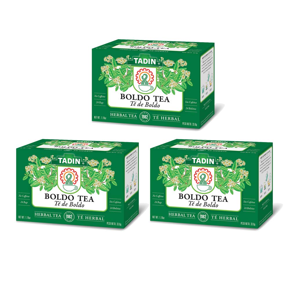 Tadin Boldo Herbal Tea - Caffeine Free - 24 Tea Bags - 1.19 oz - Pack of 3