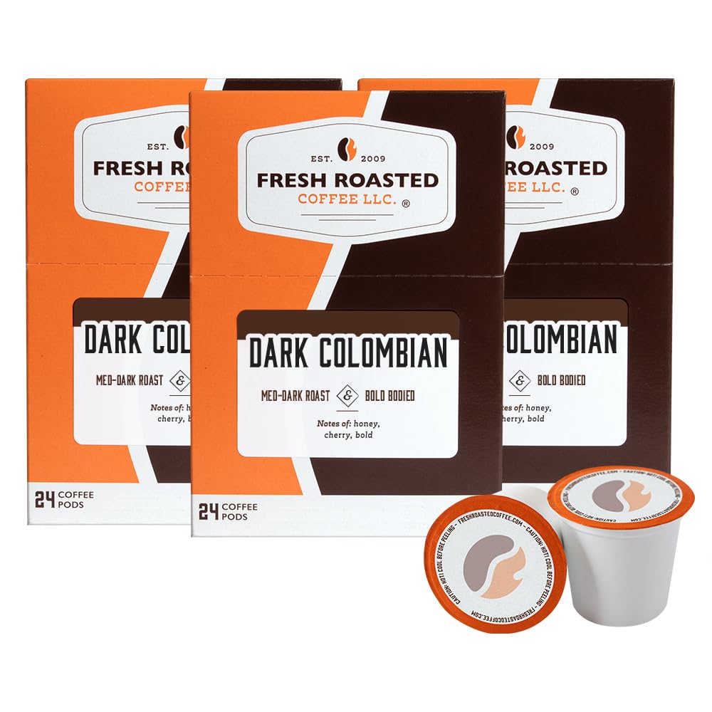 Fresh Roasted Coffee Dark Colombian Supremo K-Cup Compatible 72 Pods Coffee 