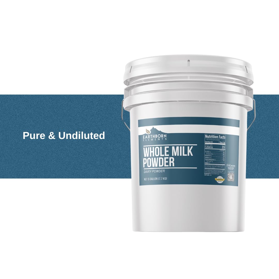 Earthborn Elements Whole Milk Powder 5 Gallon, Light Sweet Taste, Bulk Size