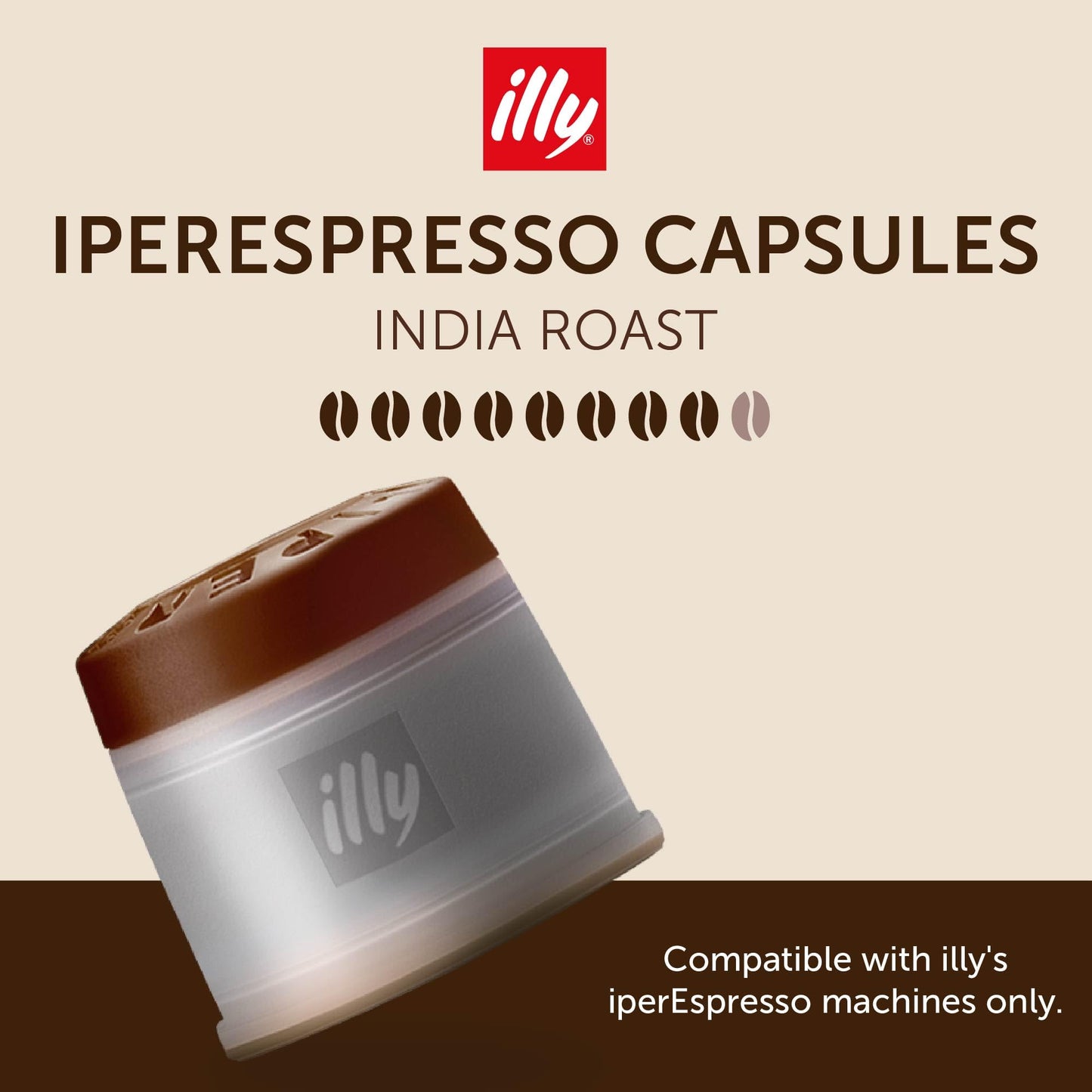 Illy Coffee IperEspresso Capsules - Single-Serve Coffee Capsules & Pods - Single Origin India Dark Roast - Notes of Black Pepper and Extra-Dark Chocolate - 100% Arabica - 18 Count (Pack of 6)