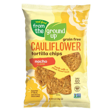 REAL FOOD FROM THE GROUND UP Cauliflower Tortilla Chips - 6Count, 4.5 Oz Bags (Nacho)