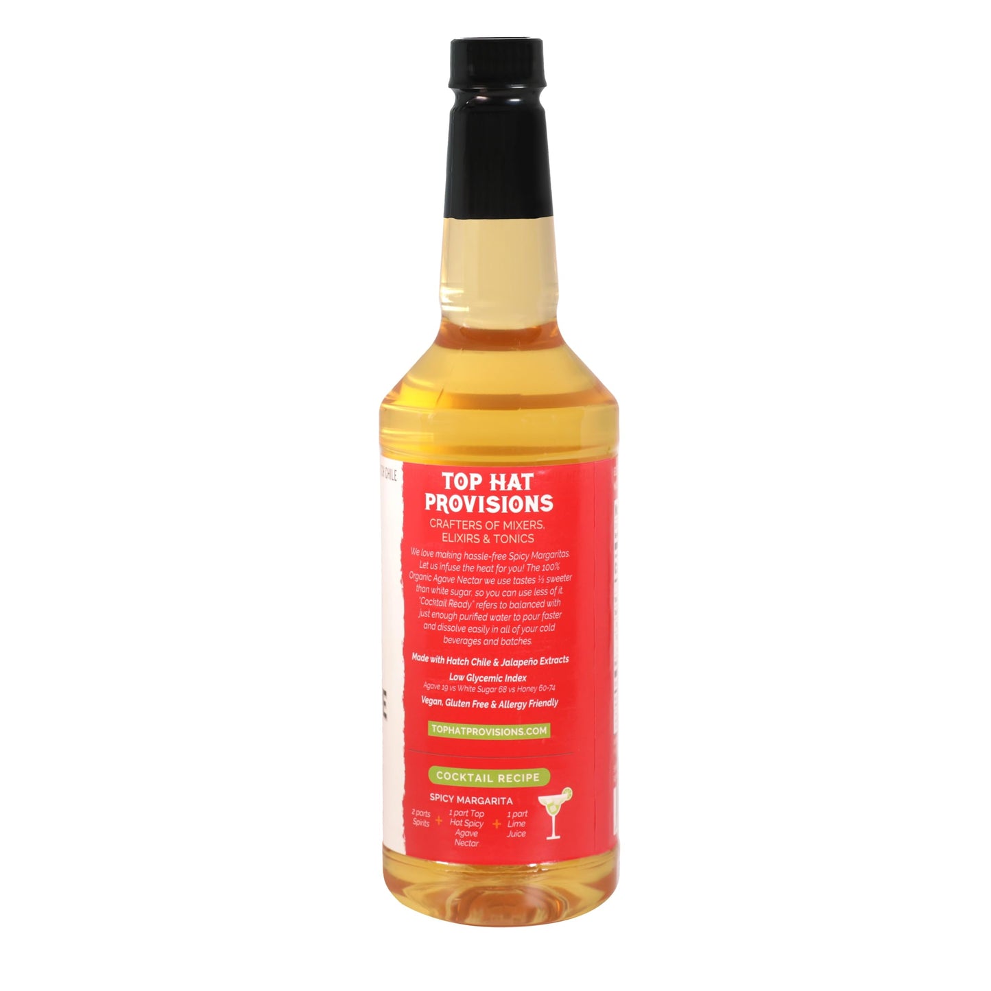 Top Hat Provisions Spicy Agave Nectar Sweetener 32oz (Pack of 2) - Organic Agave with Hatch Chile & Jalapeño for Cocktails and Desserts