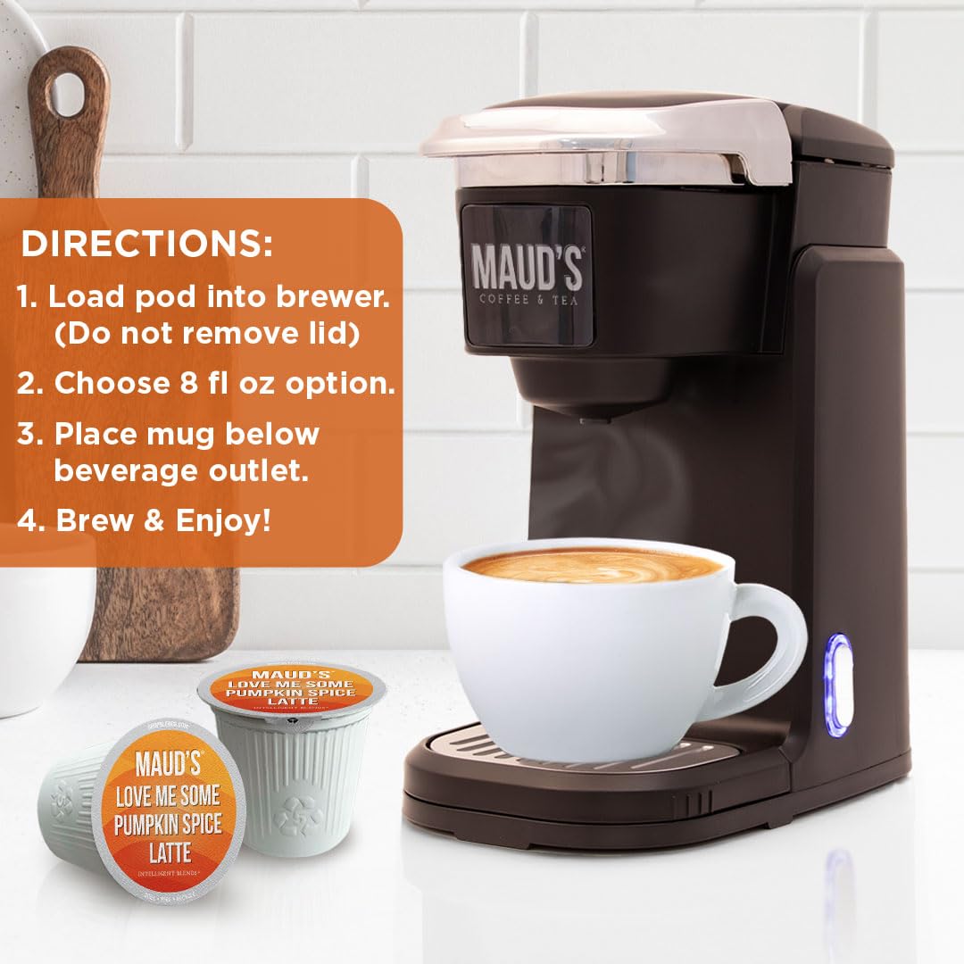 Mauds Pumpkin Spice Latte Coffee Pods  18 ct | Love Me Some Pumpkin Spice Latte | 100% Arabica Coffee | Solar Energy Produced Recyclable Single Serve Coffee Pods Compatible with Keurig K-Cup malt-inspired