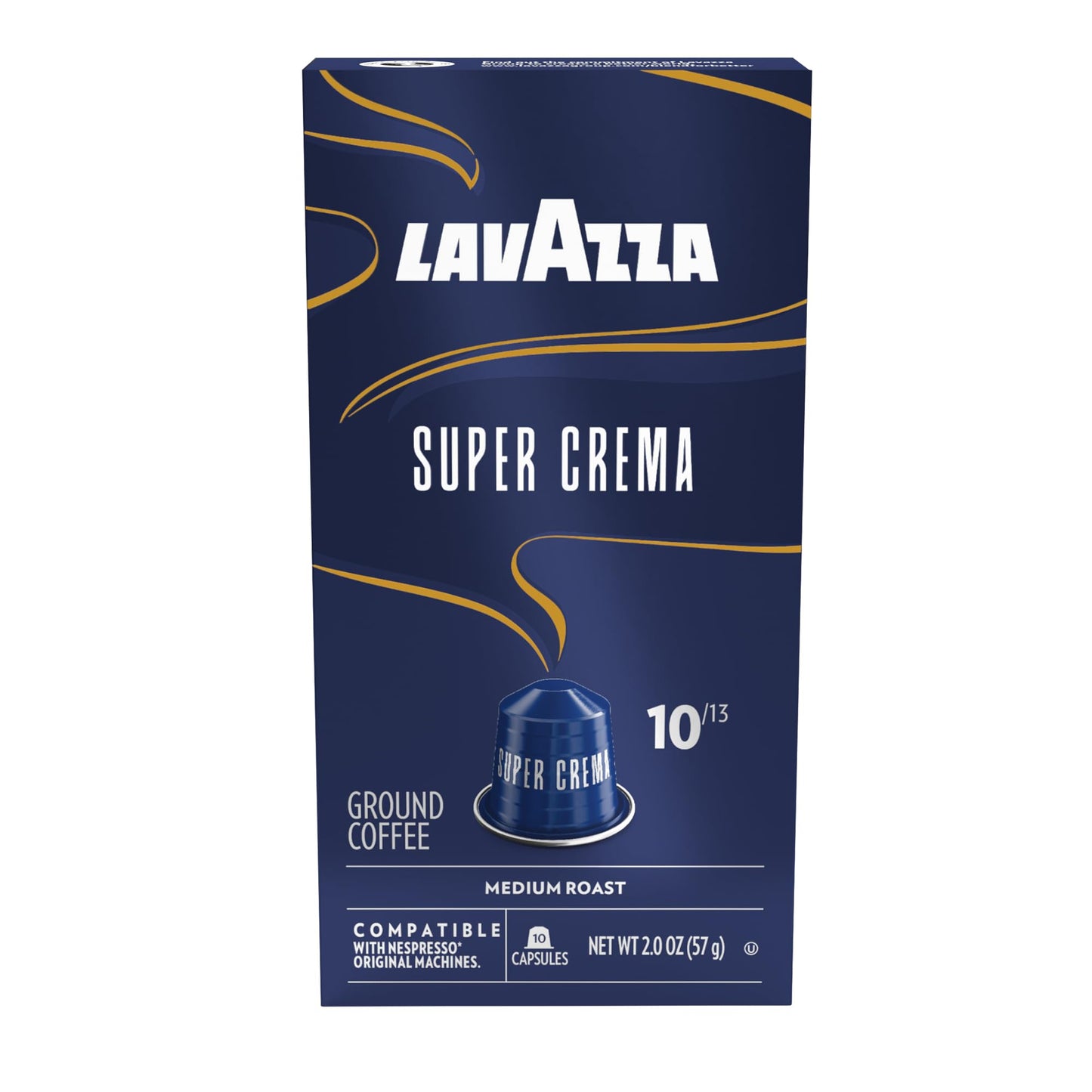 Lavazza Super Crema Aluminum Capsules for Nespresso Original Machines, Medium Roast, Arabica & Robusta Blend, Pack of 10