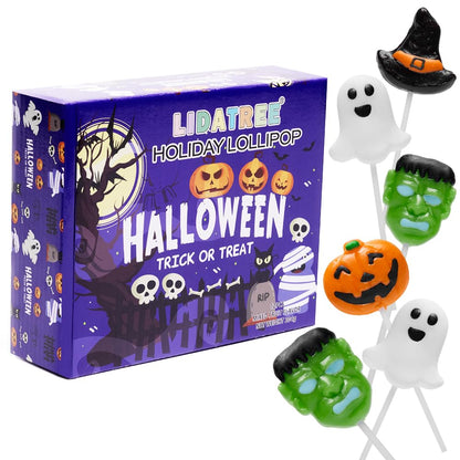 Halloween Lollipop Suckers,Pumpkin Candy Suckers,Spooky Candies,Lollipops Individually Wrapped,Great for Halloween Goody Bag Fil
