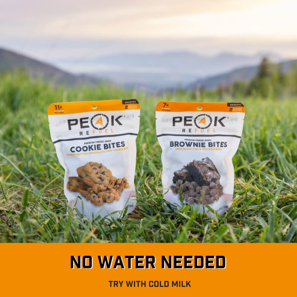 Peak Refuel Dessert Bites | Peanut Butter Chocolate Chip Cookies | Fudge Brownies | Freeze Dried Backpacking And Camping Food |