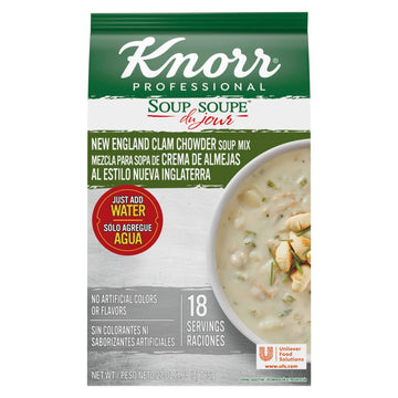 Knorr Professional Soup du Jour New England Clam Chowder Soup Mix No added MSG, 0g Trans Fat per Serving, Just Add Water, 27 oz,