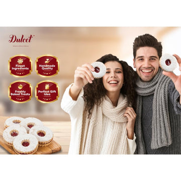 Dulcet Gift Baskets Valentines Day Cookie Gift Box - Assorted Flavors, Black and White Sprinkle Cookies for Mom, Women, Sisters