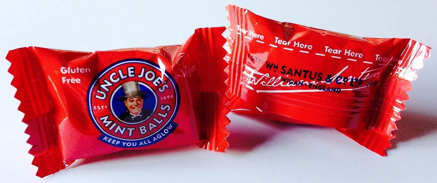 Uncle Joes Mint Balls | Traditional Peppermint Flavor | Natural, Gluten-Free & Vegan | Hand Cooked on Open Fires | Individually