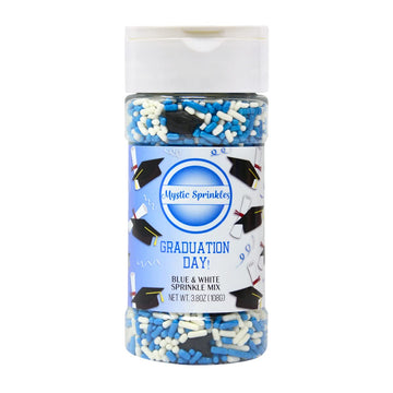 Mystic Sprinkles Graduation Day Sprinkles Mixes (Graduation Day! Blue & White Sprinkle Mix 3.8Oz)