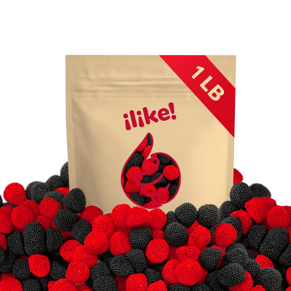 Berries Gummy Candy | 1-Pound Bag | Crunchy Raspberry And Blackberry Chews