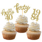 Gold Glitter 40Th Birthday Cupcake Toppers 40Th Birthday Celebrating Party Decorations - Set Of 24