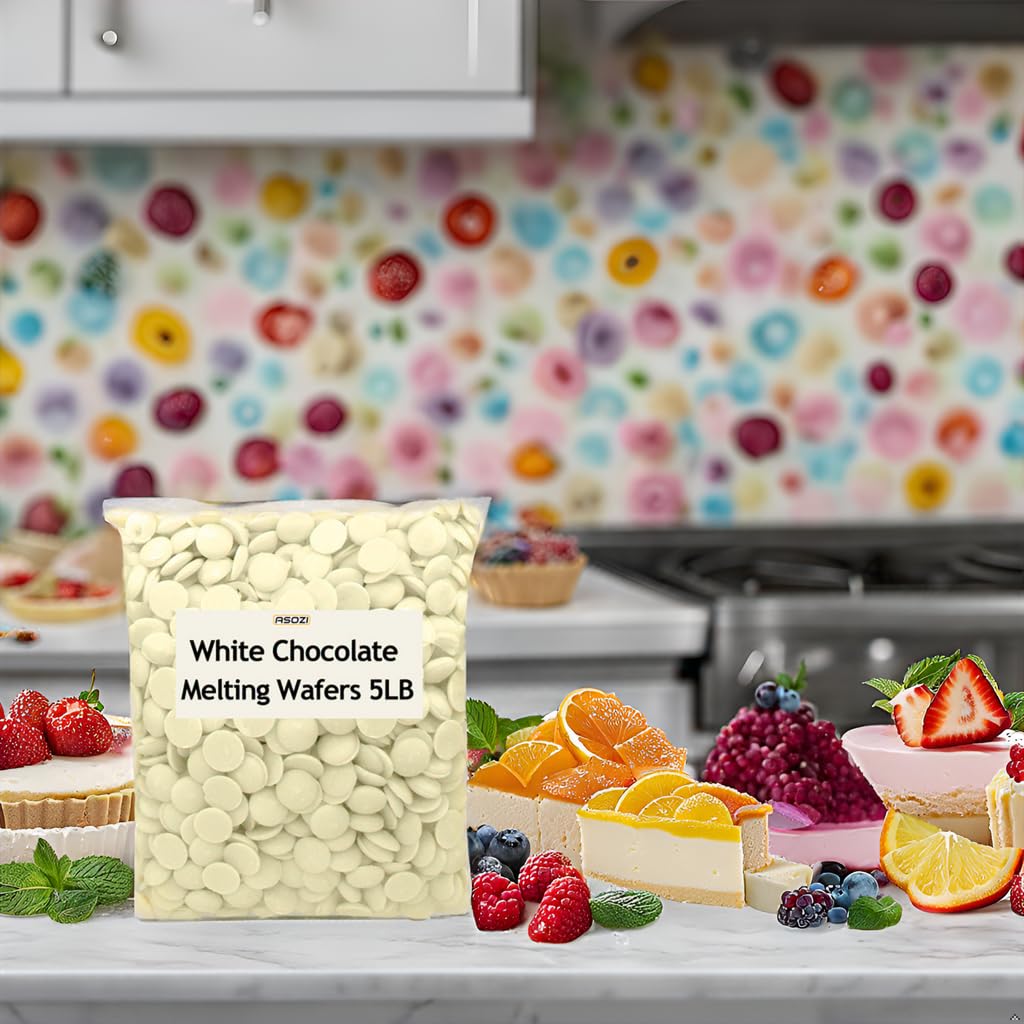 White Chocolate Coating Melting Wafers 5 Lb- Creamy And Sweet Taste, Perfect For Molding, Dipping, Desserts, And Candy 80 Onuce