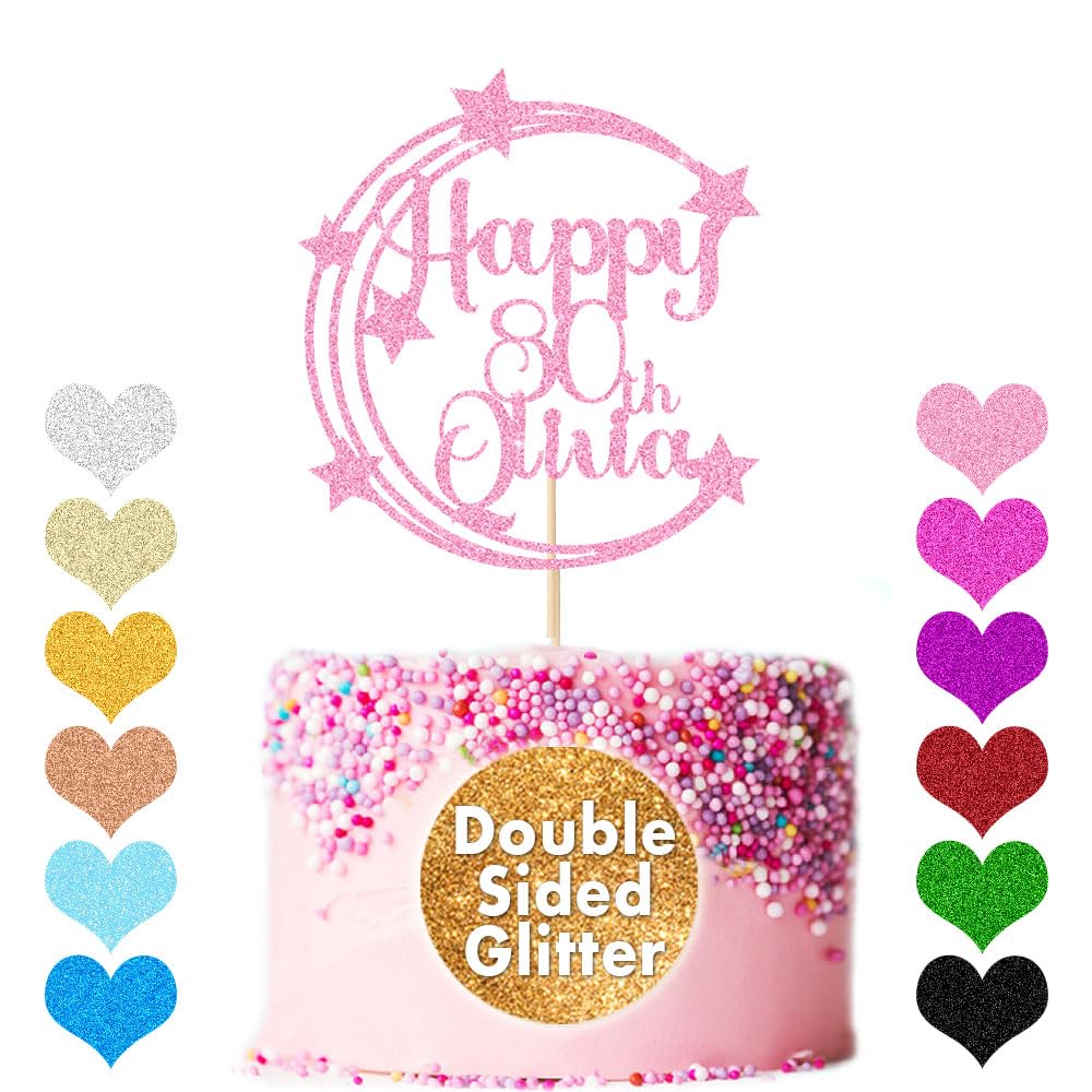EDSG Personalized Birthday Cake Topper, Custom Glitter with Any Name & Age, Baby Pink, Plastic