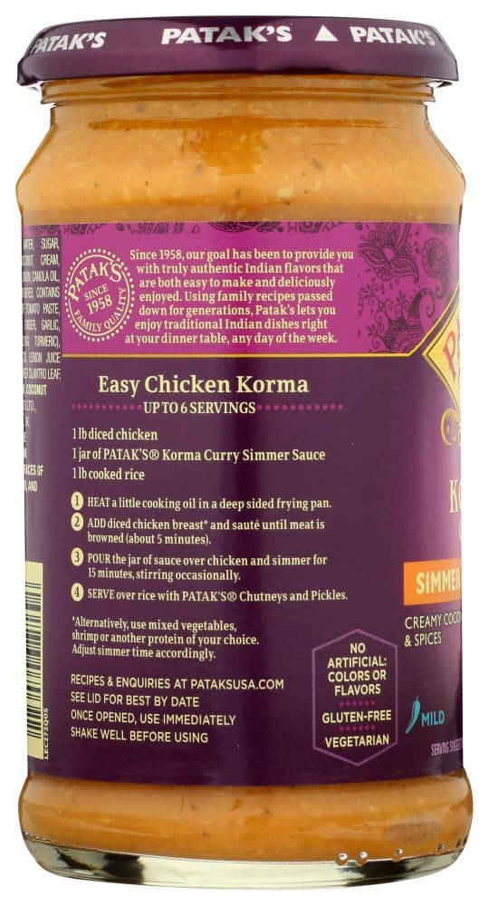 Patak'S Korma Curry Cooking Sauce Mild 15 Oz