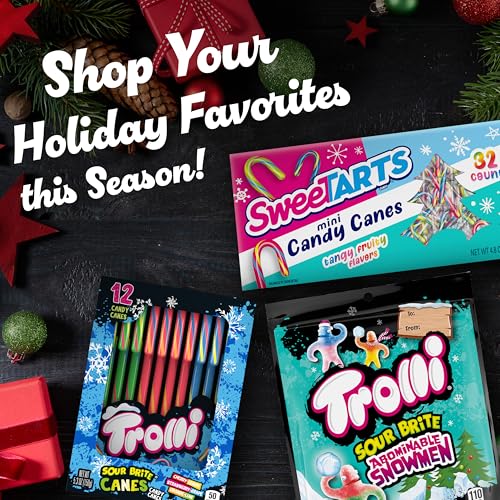 SweeTarts Mini Holiday Candy Canes, Holiday Candy, Christmas Stocking Stuffers for Kids, 4.8 oz Box