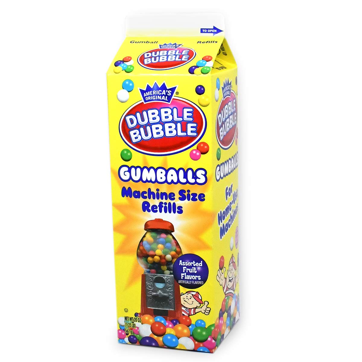 Dubble Bubble Gumball Machine Refill Carton - Bulk Bubblegum Balls - .625 Inch Assorted Gumballs for Small Mini Candy Dispenser 