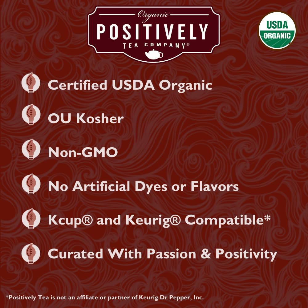 Organic Positively Tea Company Chocolate Chai Rooibos Tea, K-Cup Compatible, 24 Count
