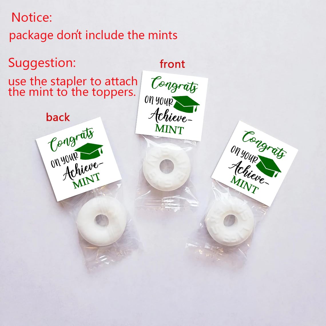 Graduation Mint Favors, Graduation Mint Party Decorations, Black Green Gifts Decor For Woman, Mint Toppers In Bulk For Graduatio