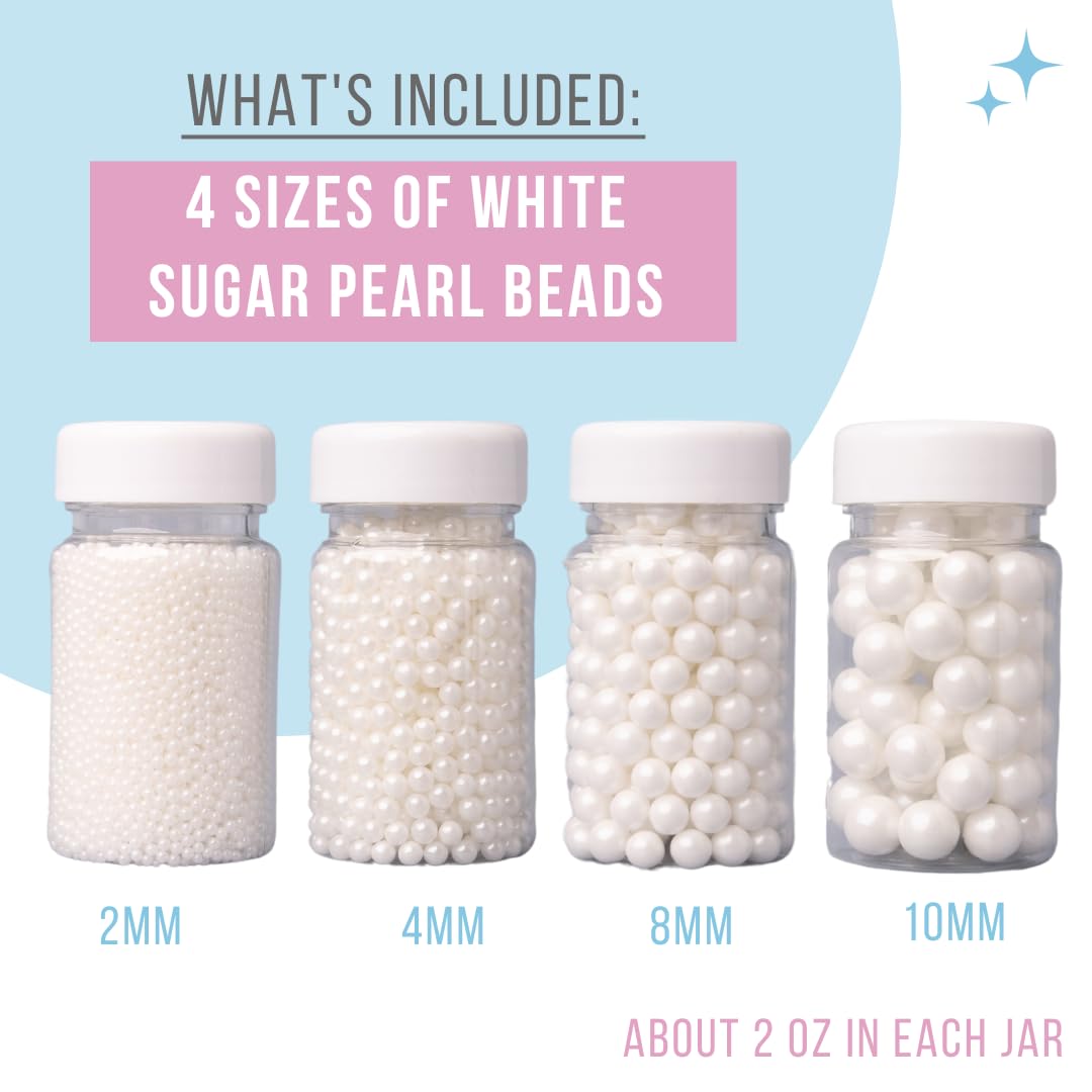 Sweets Indeed Sprinkles, White Sugar Pearl 4 Pack, 8.46 Ounces, Edible Sprinkle Mix, Perfect For Cake Decorations, Baking, Ice C