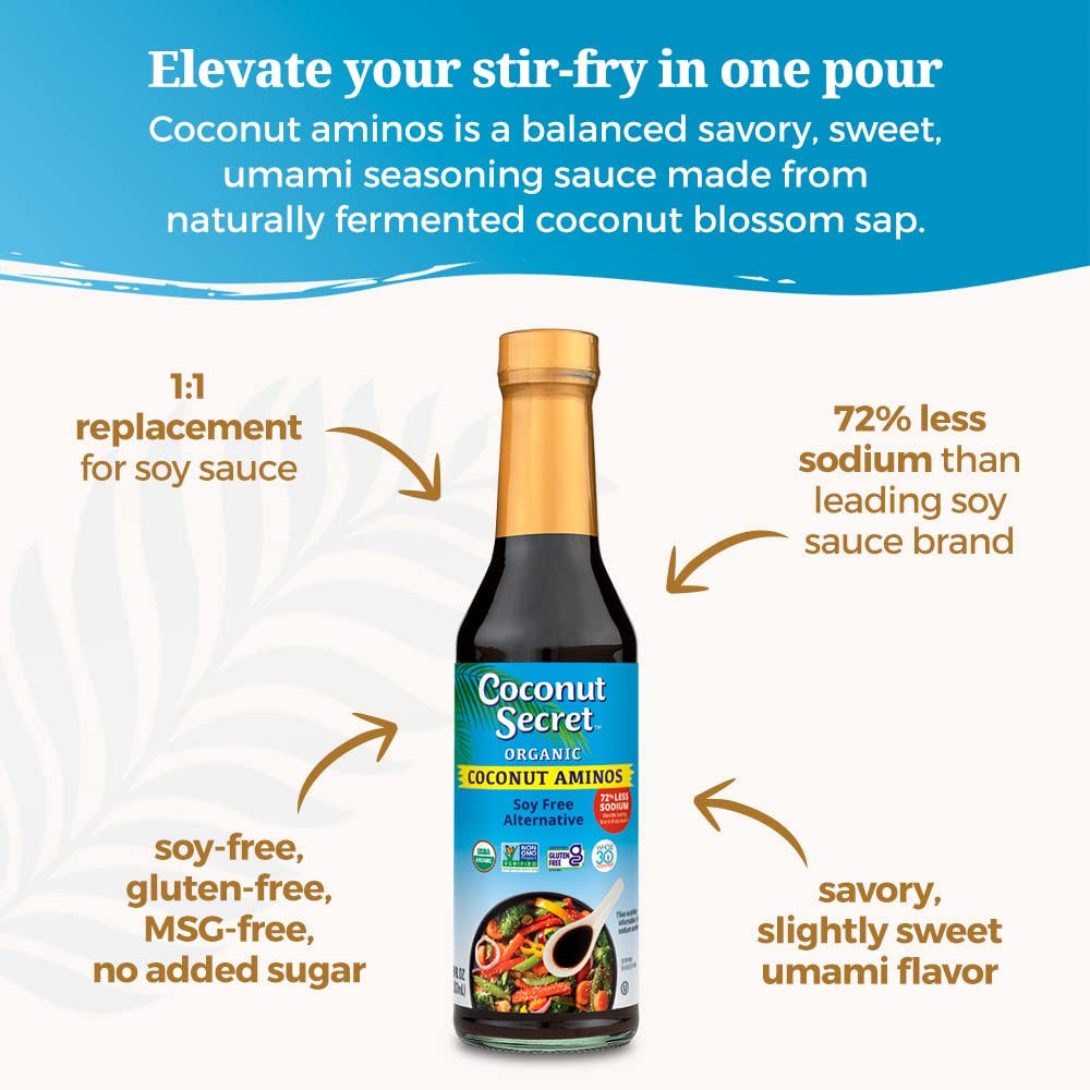 Coconut Secret Coconut Aminos Variety Pack - Coconut Aminos Original, Garlic Sauce & Teriyaki Sauce