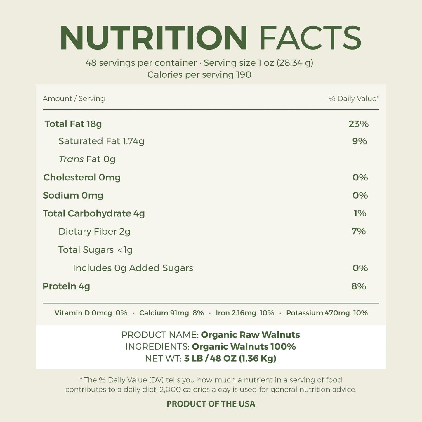 Organic Raw Walnuts - Unsalted 3 Pound (48 oz) Vacuum Sealed, Non GMO, No Salt, Low Carb, Keto Friendly & Vegan Snack