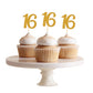 Donoter 50Pcs 16Th Cupcake Toppers Gold Glitter Number 16 Cake Picks For Birthday Anniversary Party Decoration