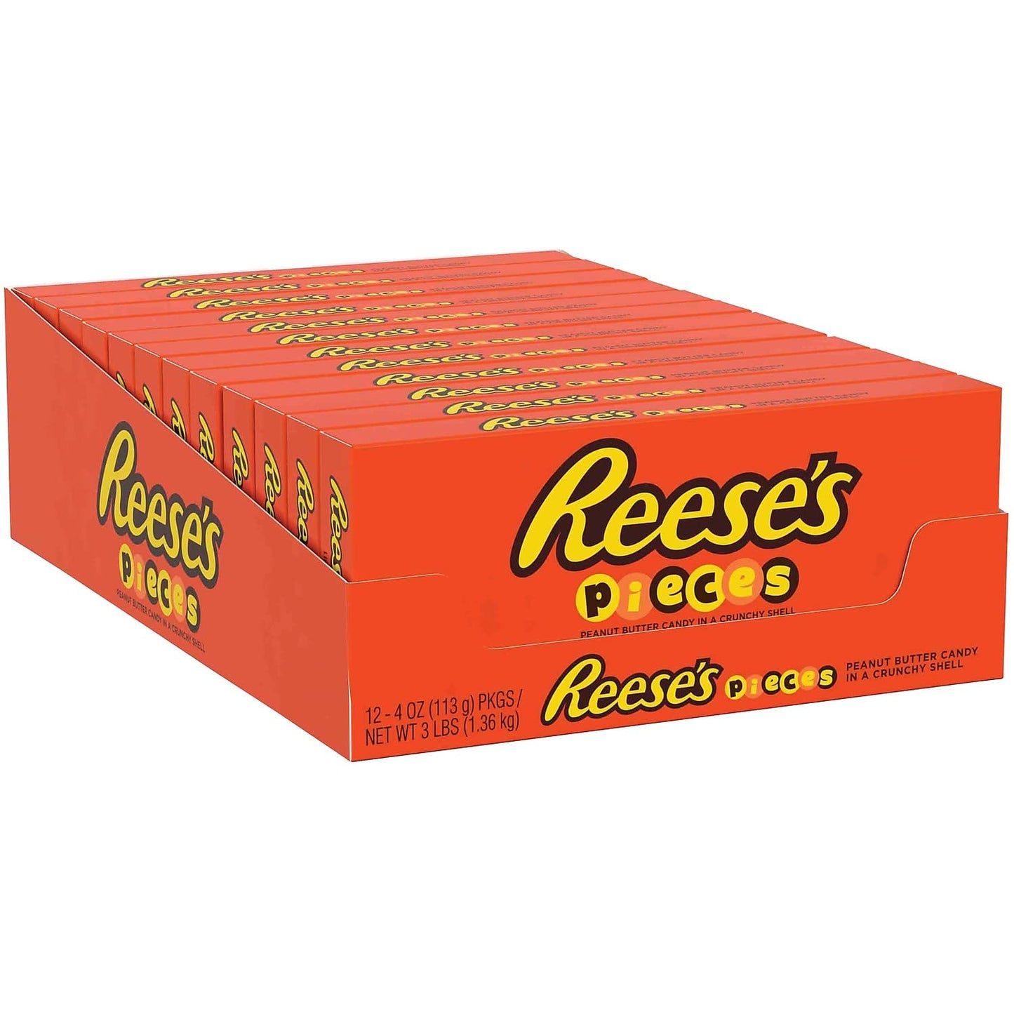 REESE S PIECES Peanut Butter in a Crunchy Shell, Candy Boxes, 4 oz (12 Count)
