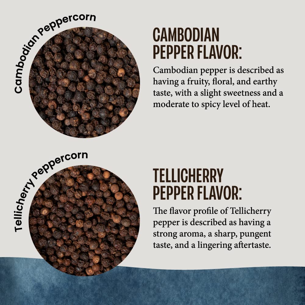 MagJo Naturals Black Peppercorns, unique design Cambodian Memot, 16 Ounce Pack