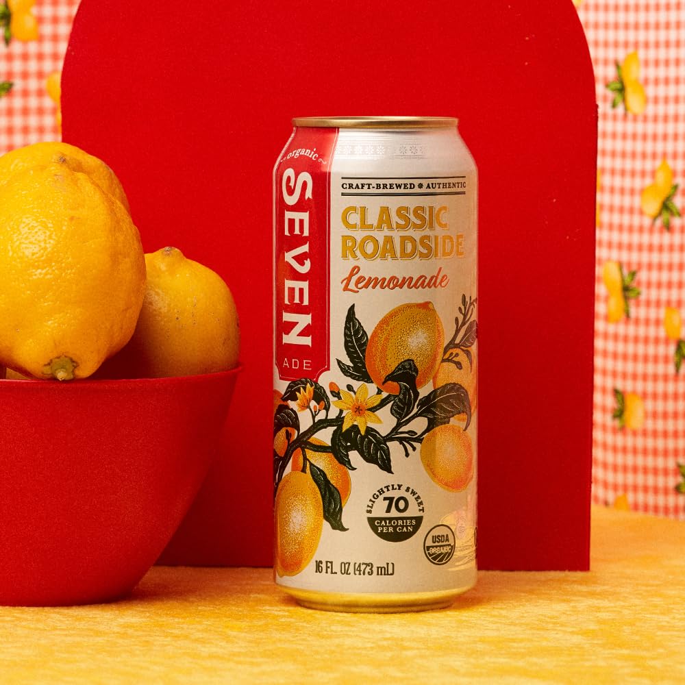 Seven Teas Classic Lemonade, Organic, 16 Fl Oz (Pack of 12 Cans)