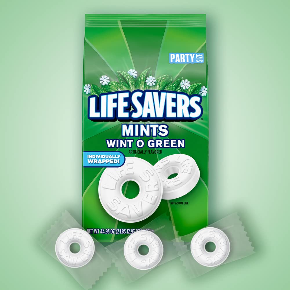 Mints, Bulk Hard Candy Wint-O-Green Breath Mints, 44.93 Oz Party Size 431716