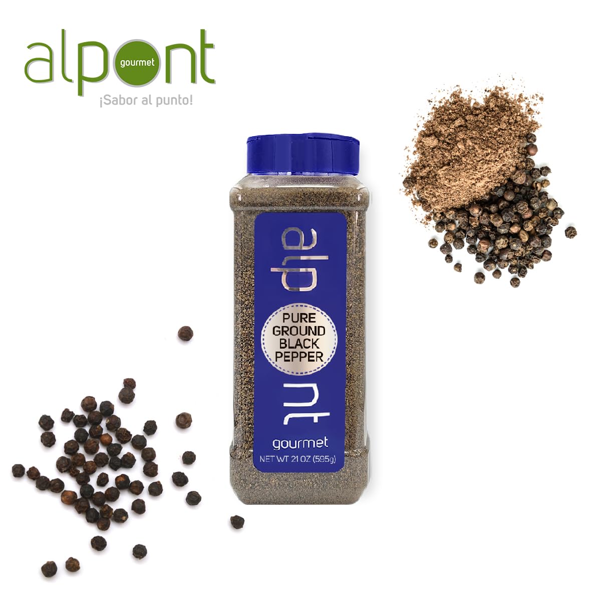 Alpont Gourmet, Pure Ground Black Pepper 21Oz (595G), All Natural, Non-Gmo, Packed To Keep It Fresh, Premium Quality