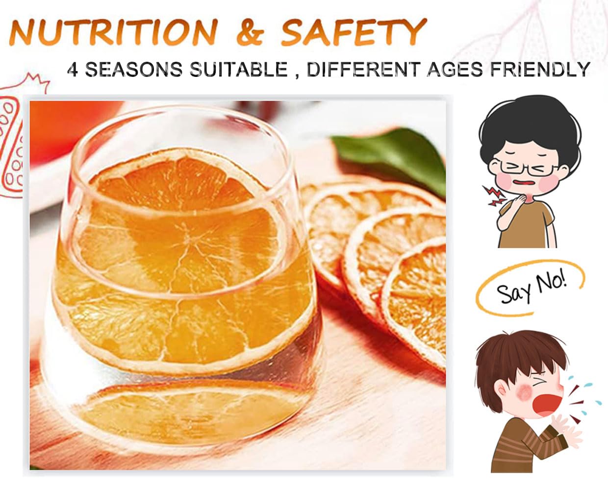 Duwen Dehydrated Orange Slices, Sugar Free, 10.58oz / 300g, Natural Fruit for Cocktails and Crafts