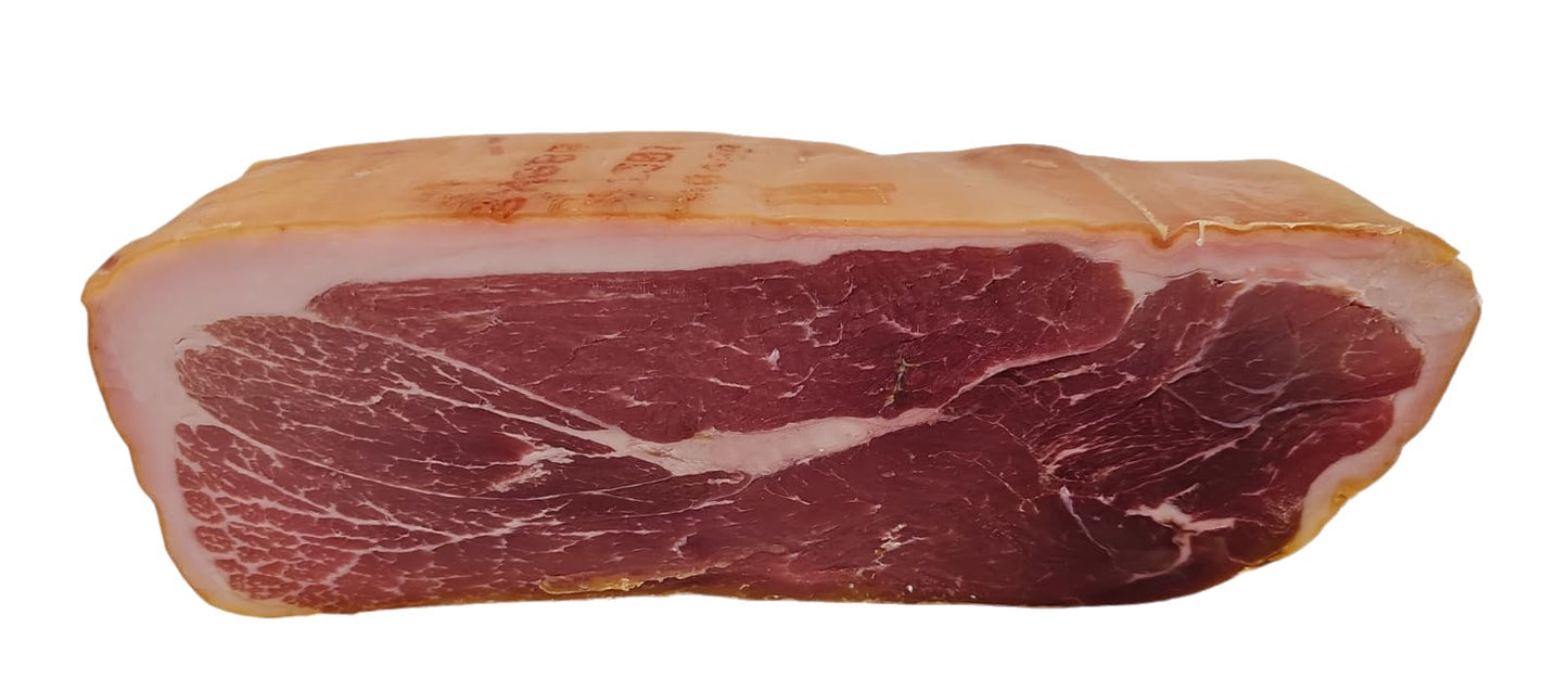 Imported Premium Prosciutto Aged 14 Months Boneless 4 Pound Cut. Hand Selected And Cut From The Leg.