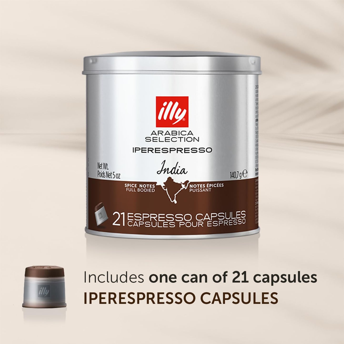 illy Coffee Arabica S  India Espresso compact pieces, Dark Roast, 21 Count, Model 48798