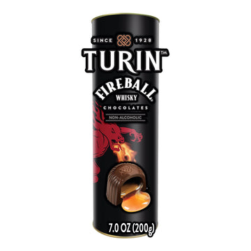 Turin Dark Chocolate Truffles with Fireball Whisky Flavor, 7oz Tube, Black
