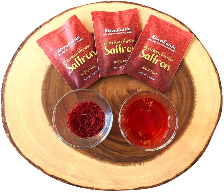 RisenRaisin Premium Persian Saffron Threads - Super Negin Grade, 4g, 100% Pure & Natural, Hand-Harvested, Rich Aroma & Flavor