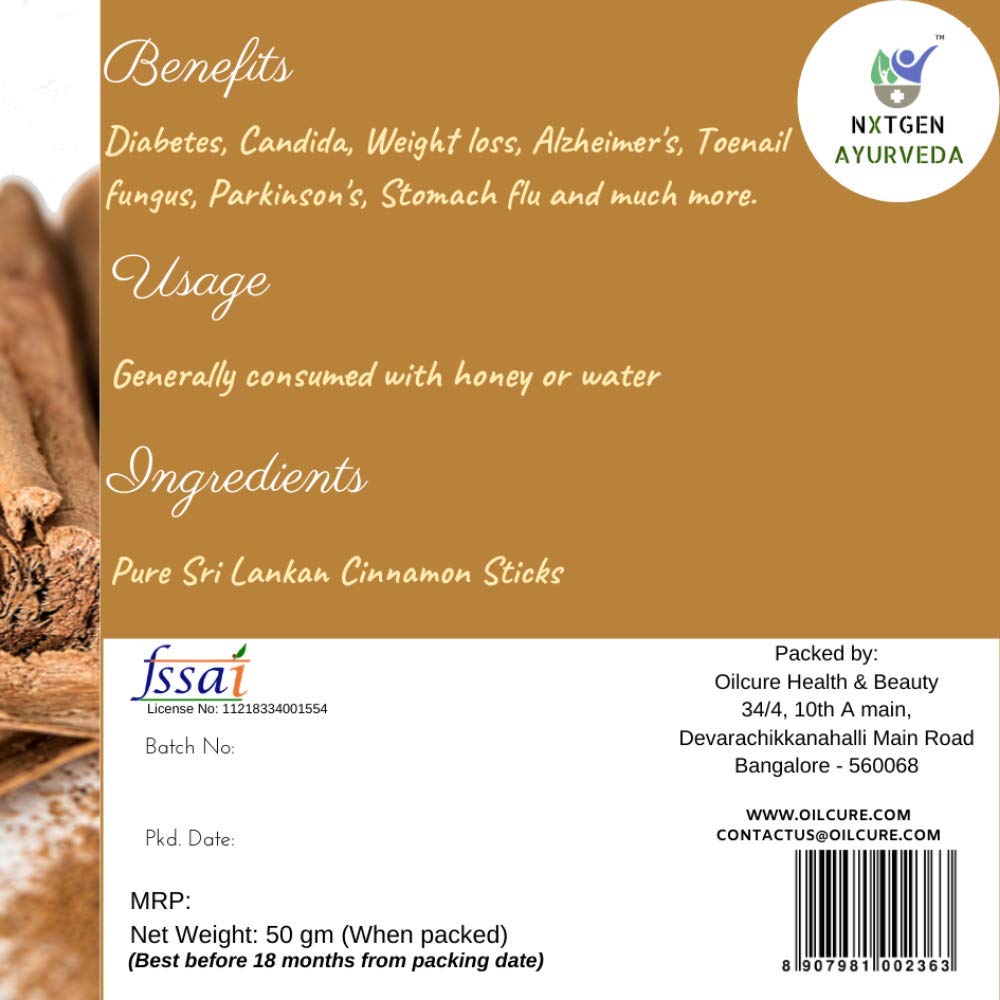 Nxtgen Ayurveda Ceylon Cinnamon Sticks | Sri Lankan Dalchini Sticks | 50G